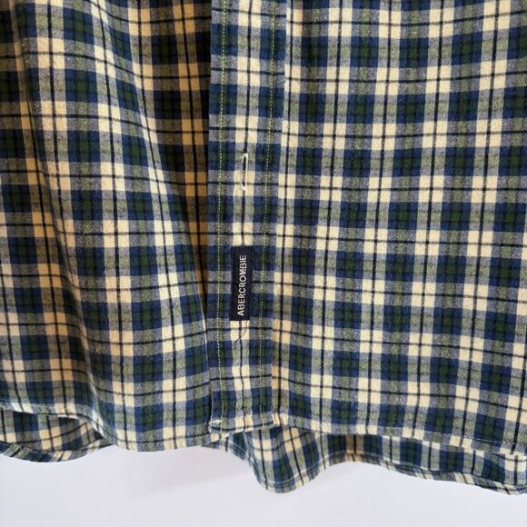 Men's Abercrombie & Fitch 100% Cotton Size L Blue/Green/Cream EUC Button Down - Picture 6 of 6